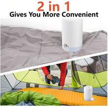 RAF Máy hút chân không hai trong một, tích hợp chức năng hút chân không/bơm hơi, thiết kế nhỏ gọn, thích hợp để bơm và xả hơi các vật dụng như phao bơi, giường hơi, nệm, vòng bơi, đệm ngủ hơi, đồ chơi bơm hơi, cũng như túi đựng đồ hút chân không và quần áo trong phòng. Thích hợp cho du lịch, lưu trữ đồ đạc trong phòng, cắm trại, và các sản phẩm giảm giá mùa hè. - Nhiều màu - Xem 3