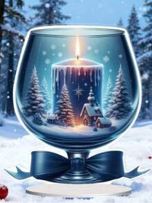 Urzekająca noc, szklana świeca bożonarodzeniowa i projekt domu – płaska dekoracja świąteczna z akrylu 2D, odpowiednia na werandę, do sypialni i salonu – najlepszy prezent świąteczny