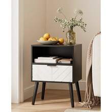 Nightstand,Bedside Table With  Frame, Black Night Stand, Modern Bedside Furniture,End Table With Drawer And Shelf For Bedroom,Living Room