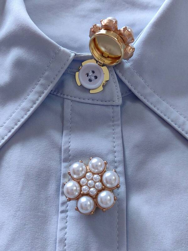 2 Stücke/Set elegante Perlblumen Knopfabdeckungen, Hemd Knopfabdeckungen zum Aufclipsen, Mode Kristall Manschettenknöpfe Abdeckungen, geeignet für Smoking und Hochzeitskleider Dekoration