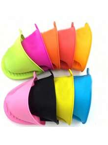 Set de 2 piezas de guantes de horno y agarradores de ollas de silicona, guantes de cocina resistentes al calor y cubiertas para asas de ollas pequeñas, para cocinar, hornear, cocina y camping