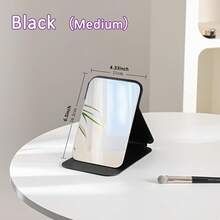 Medium Or Large Portable Makeup Mirror - Travel-Friendly Standing/Hanging Foldable Design, No Power Required, Suitable Home, Salon, Office, Dormitory - Elegant Black Frame Compact Makeup Mirror, Portable Desktop Accessory, Fashionable Smooth Craftsmanship, Essential Beauty Enthusiasts