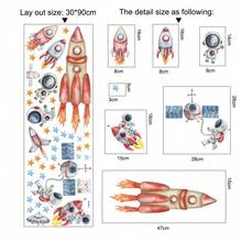 Cartoon Astronaut Rocket Wall Stickers For Kids Room Kindergarten Decor Telescope Star Stickers - Multicolor - View 9