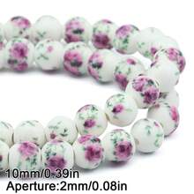 6/8/10mm Floral Patterned Ceramic Beads Mix, Round Loose Spacer Beads For Jewelry Making DIY Bracelets Necklaces