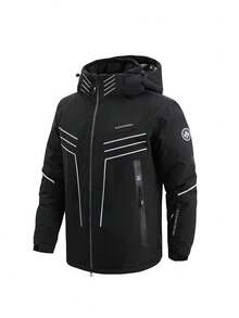 LEIFENSH 2pcs/Set Men's Sports & Outdoor Sportswear, Men's Professional Sports & Recreation Wear, Men's Ski Suit, Ski Suit Set, Top And Bottom, HX9120 Black - Black - View 6