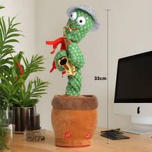 Dancing Cactus Toys, Talking Dancing Cactus Singing Record Imitate Repeat What You Say Toy With 120 English Songs Electronic Lighting Plush Cactus Gifts, Fun Creative Electric Plush Cactus (USB Charging), Singing Dancing Cactus LED Luminous Toy Funny Plush Doll For Kids - 銀色 - 查看 1