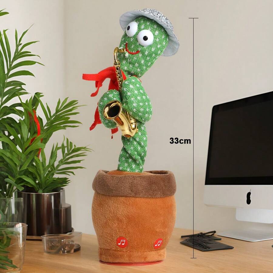 Dancing Cactus Toys, Talking Dancing Cactus Singing Record Imitate Repeat What You Say Toy With 120 English Songs Electronic Lighting Plush Cactus Gifts, Fun Creative Electric Plush Cactus (USB Charging), Singing Dancing Cactus LED Luminous Toy Funny Plush Doll For Kids - 銀色 - 查看 1