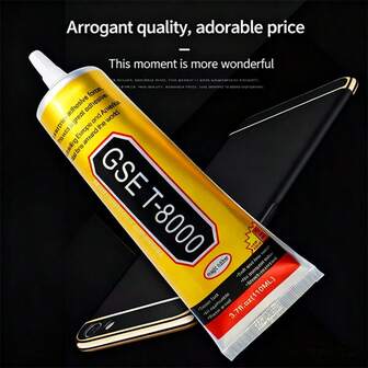 T-8000透明胶适用于手机屏幕维修、珠宝加工、水钻安装和手机边框修复。该胶水弹性好，适用于塑料、橡胶、鞋类等多种材料。粘合力强，注射器式设计方便精准使用。