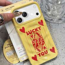 1pc Red Playing Card Design Pattern  17 Pro Max Mobile Phone Case, Meteorite Texture Mobile Phone Case, Comfortable Feel, Suitable For  17 16 15 14 13 12 11 Pro Max Plus Mobile Phone Case - 彩色 - 查看 4
