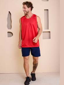 Men's Sleeveless Sports Tank Tops - Quick-Drying And Breathable Running And Gym Shirts With Geometric Patterns - Moisture-Wiping Workout Shirts For Beachwear, Casual Wear - Ideal Gift For Men, Couples - Spring/Summer Sportswear, Gym Clothes - 紅色的 - 查看 7