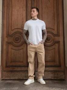 Men's Slim Fit Lycra Dress Pants With Built-In Pocket - 駝色 - 查看 4