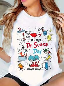 Breathable Summer Top For Daily Wear & Parties, Machine WashableRelaxed Fit Neutral Style T-Shirts - trắng - Xem 1