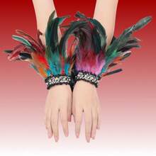 2pcs Halloween Performance Ball Feather Wristbands, Wrist Accessories, Role-Playing Costume Props, Suitable For Party And Party Dressing Props, Perfect Gifts For Friends During Holidays - Green - View 11
