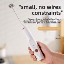 Spumator de lapte portabil, reîncărcabil USB, baterie de lungă durată de 1200 mAh - include 2 teluri din oțel inoxidabil, 3 viteze reglabile, potrivit pentru cafea, ciocolată caldă, milkshake, amestecare de ouă - baterie litiu durabilă, esențial pentru barista de cafea | Echipament modern de cafea - Multicolor - Vizualizare 3