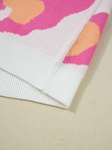 Acelitt Áo len nữ cổ tròn dệt kim dáng rộng, họa tiết da báo trừu tượng, thích hợp mặc mùa đông. - Nhiều màu - Xem 10