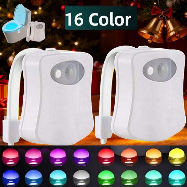Halloween-Themed Toilet Ambient Lights With Sensors, 8/16 Color-Changing Toilet Night Lights, LED Toilet Night Lights For Bathrooms, Fun Gifts Suitable For All Ages And Genders