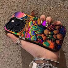 Funda de TPU con estampado de cactus psicodélicos vibrantes para iPhone 17/16/15 Pro Max, 15, 14, 13, 12 Series - Cubierta protectora delgada y a prueba de golpes - Negro - Ver 8