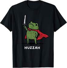 DCOJUZBO Huzzah Frog Knight Funny Sword Meme Quote T-Shirt - 黑色 - 查看 5