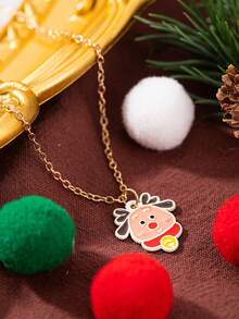 3pcs/Set Fashionable & Elegant Christmas Reindeer Pendant Earrings And Necklace Jewelry Set, Suitable For Women's Daily Wear And Christmas Decoration, Best Gift For Family, Classmates And Friends