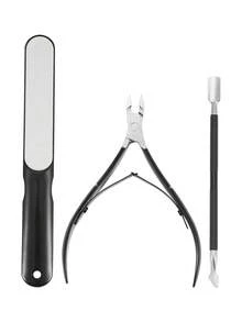 3pcs Stainless Steel Professional Foot & Hand Care Manicure Pedicure Set, Effective Callus Remover, Gel Nail Polish Removal, Nail Shaping & Polishing, Salon Use