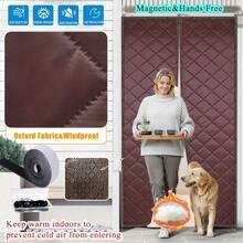 ستارة عازلة للحرارة مغناطيسية قطعة واحدة، مصنوعة من ألياف البوليستر المبطنة وقماش أكسفورد، تناسب الأبواب بعرض 80-120 سم، غطاء عازل للحرارة مغناطيسي مؤقت للشتاء، يساعد على الاحتفاظ بالهواء الدافئ/البارد