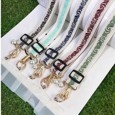 Mobile Phone Lanyard Long Crossbody Lanyard Adjustable Shoulder Strap With Tree Leaf Pattern Pearl Pendant Adjustable Neck Sling