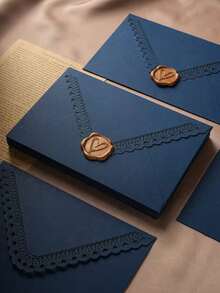 5 piezas de sobres elegantes con encaje tallado en forma de triángulo, bordes florales con corte láser, papel de papelería, tarjetas de invitación comercial occidental, regalos para fiestas, texturas similares al fieltro en múltiples estilos y colores, regalos de cumpleaños, decoraciones de cumpleaños, regalos para hombres, regalos de Navidad, sobres y tarjetas para decoración de fiestas, sobres y postales con estilo chino retro, cartas de amor, invitaciones de boda, Navidad - Multicolor - Ver 7