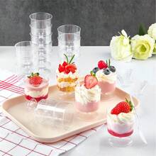 10/30/50 套 5 盎司甜点杯、提拉米苏杯、透明塑料派杯、圆形开胃菜杯，适合盛放水果、布丁、慕斯、冰淇淋，是派对、婚礼、情人节、新年和其他场合的理想选择。 - 多色/款式隨機 - 查看 5