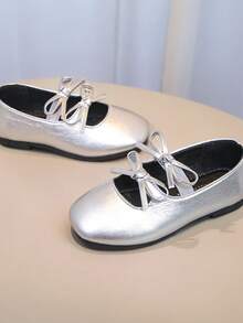 女童玛丽珍芭蕾平底鞋 - 銀色 - 查看 4