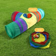 Cat Tunnel Tent Outdoor Rainbow Cat Fence Amusement Park, Indoor Cat Outdoor House, Including Portable Tent, Circular Cat Fence Tunnel Cat House, Suitable For Cats, Kittens And Small Animals, Including Storage Bags - Multicolor - View 3