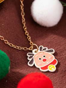 3pcs/Set Fashionable & Elegant Christmas Reindeer Pendant Earrings And Necklace Jewelry Set, Suitable For Women's Daily Wear And Christmas Decoration, Best Gift For Family, Classmates And Friends
