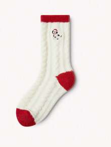 1 Paar Damen Dicke Fleece Weihnachts Socken, warm und gemütlich für den Innenbereich, geeignet für Weihnachten und den täglichen Outfit