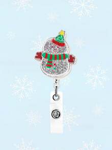 1Pc Cute Cartoon Christmas Acrylic Christmas Tree, Santa Claus, Snowman, Bell, Christmas Stocking, Gingerbread Man Pattern Element Telescopic Buckle Accessory Fashion Decoration, Suitable For Card Holders, Work ID Cards, ID Cards, Student Cards, Access Cards, Keychains, Backpack Decoration