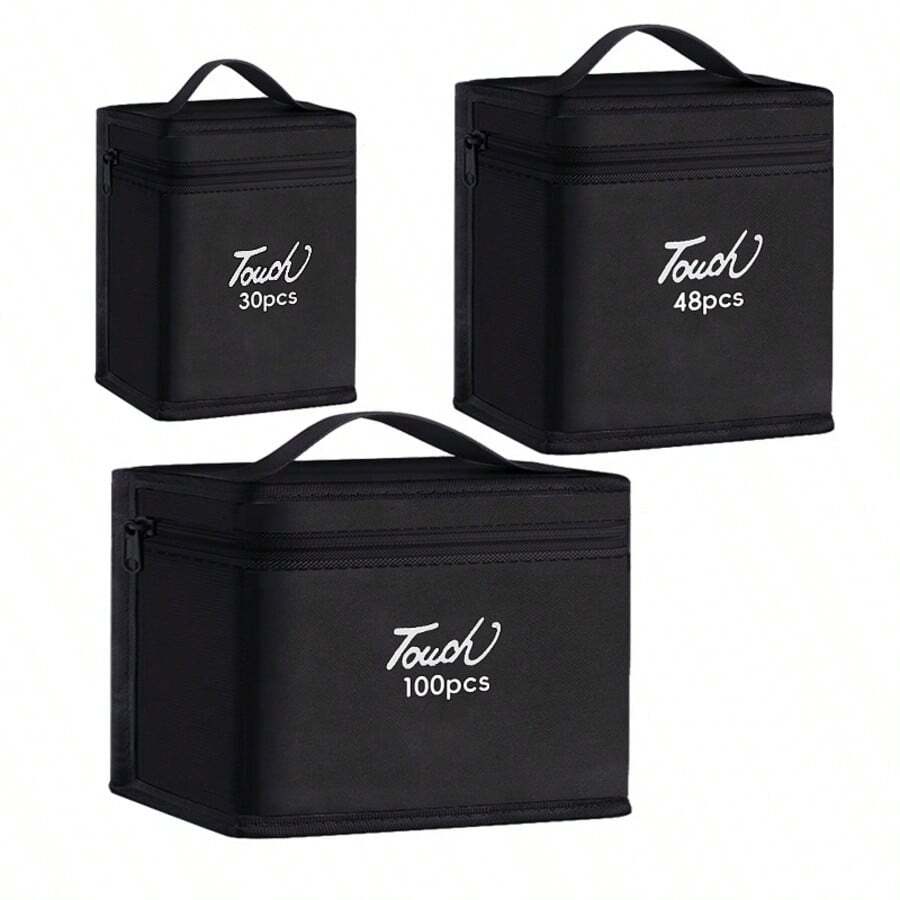 [Large Capacity - 168 Pieces] Professional Art Markers Storage Bag - Black Drawing Tools Bag - Sketching, Coloring Pens, Makeup Brushes Portable Pen Bag,Pencil Case,Stationery - Black - View 1