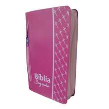 Capa para Bíblia de Estudo Grande com Zíper e Bolso Externo - N° 13 - Pink - Visão 2