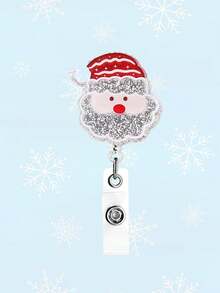 1Pc Cute Cartoon Christmas Acrylic Christmas Tree, Santa Claus, Snowman, Bell, Christmas Stocking, Gingerbread Man Pattern Element Telescopic Buckle Accessory Fashion Decoration, Suitable For Card Holders, Work ID Cards, ID Cards, Student Cards, Access Cards, Keychains, Backpack Decoration