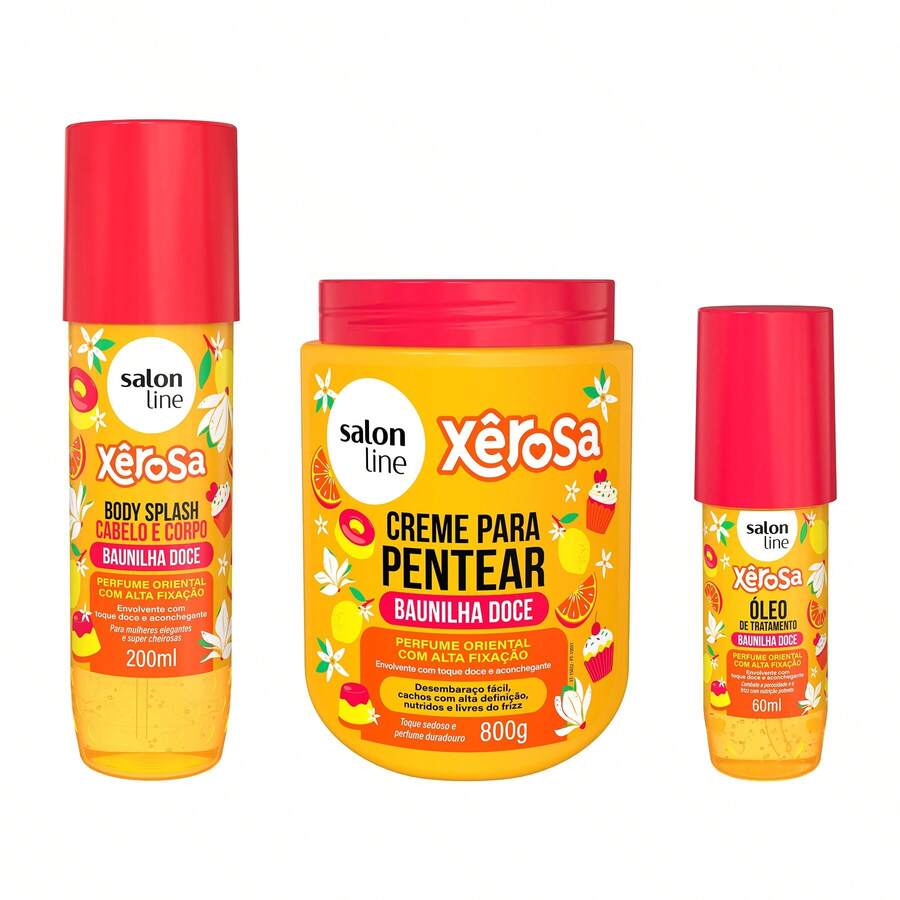 Salon Line Combing Cream + Treatment Oil + Xêrosa Sweet Vanilla Body Splash Kit - Nhiều màu - Xem 1