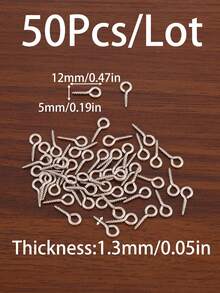 50Pcs/Lot 10/12/17.5mm 304 Stainless Steel Small Tiny Eye Pins Fit DIY Handmade Supplies Eyepins Hooks Eyelets Screw Threaded Clasps Hooks For Jewelry Making Finding Accessories - Sheep Eye Spiral Needle - View 15