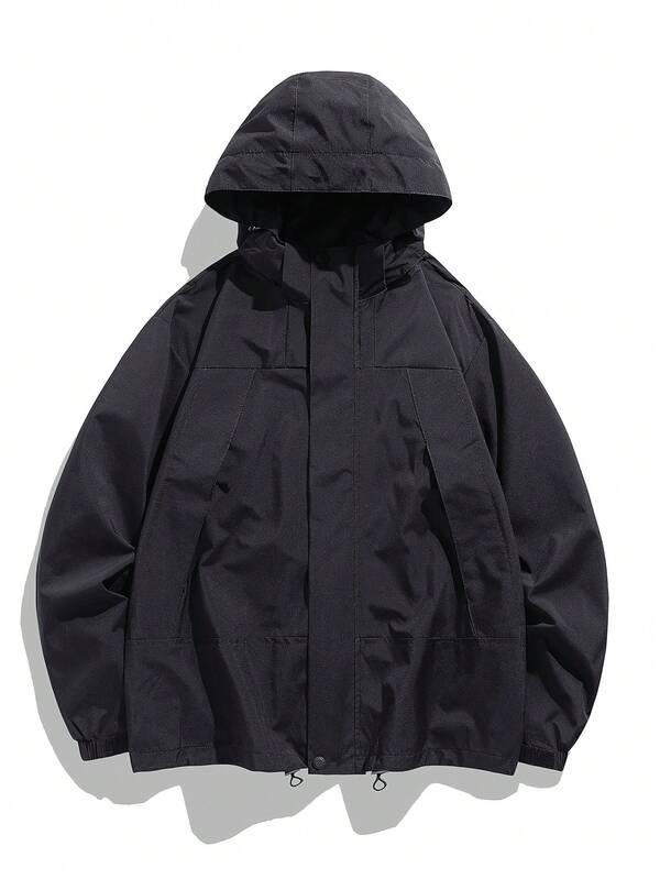 Men's Detachable Hooded Windproof Waterproof Jacket For Outdoor, For Fall