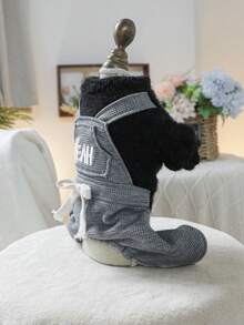 1 pieza Ropa para mascotas, Ropa para perros/gatos pequeños, Lindo atuendo para cachorros/gatitos felices, Ropa para mascotas cálida y cómoda para perros pequeños, Otoño/Invierno - Negro