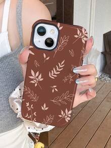 1pc Minimalist Fresh Line Leaf Pattern Glossy 2-In-1 Phirim Case Full Coverage Hard Phone Shell Compatible With Samsung/Compatible With IPhone 11/12/13/14/15/16/17 Pro Max - Multicolor - View 3