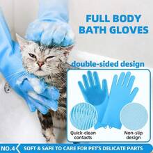 Bath Brush Kit With Towel And Washing Gloves 6 IN One Bag Slicker Hair Grooming Brush For Shedding Shampoo Scrubber For Dogs Cats Bath Blue - 6BathBlue - View 5