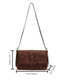 1pc Fashion Versatile Women's Crossbody Bag, Solid Color Retro Flap Shoulder Bag With Adjustable Strap, Large Capacity Casual Everyday Bag Suitable For Young Women - Outings, Shopping, Classroom, Dates, Gifts, Office, Work, Travel - Coffee - View 2