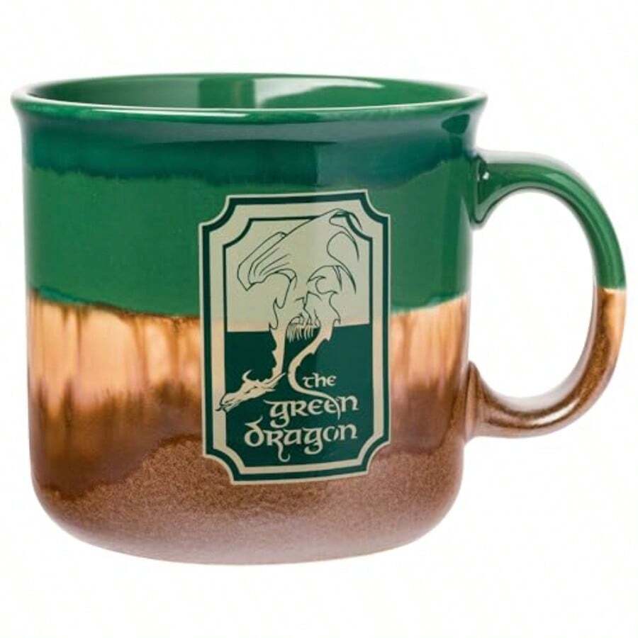 Reactive Glaze Ceramic Camper Mug Featuring The Green Dragon 20 Ounces - LordoftheRingsTheGreenDragon - View 1