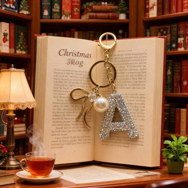 The Cute Bow Faux Pearl Bead Keychain, With English Letter Design, Is The Perfect Accessory For Women's Bags. As A Daily Handbag, Travel, Beach Accessory, Couple's Birthday, Holiday Gift Backpack, School Bus Accessory, Cute Gothic Y2k Bag Accessory, ID Card Hanging Rope Car Accessory Bag Accessory Bag Charms Car Teacher Friend Sister Gift Ideas