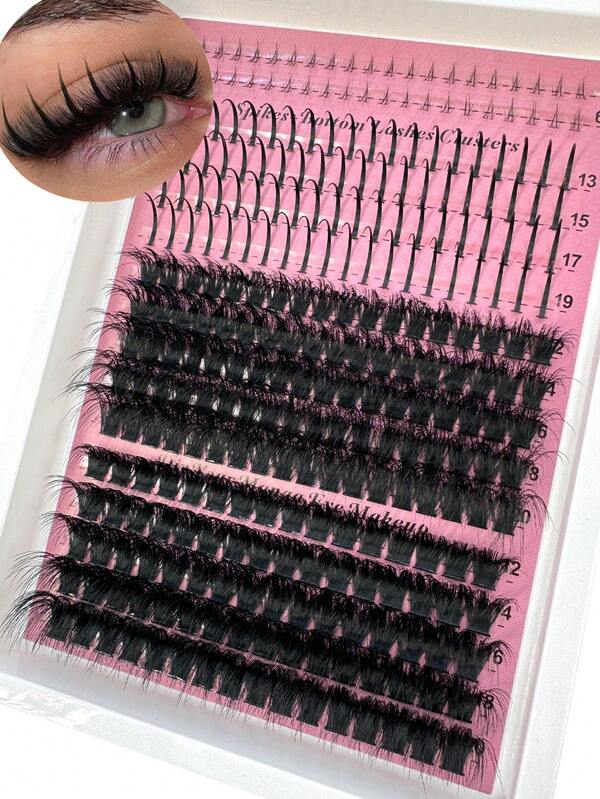 HBZGTLAD 16 صف 60D 80D 100D 120D 160D 200D تمديد عنقودي مستقل للرموش الصناعية بطول مختلط من 9-18 مم، شوكات رموش + رموش سفلية بانحناء D/DD، رموش فردية شائكة DIY، رموش مانجا، رموش صناعية من الفرو العنقودية، رموش صناعية للتطعيم الذاتي، رموش صناعية للارتداء اليومي