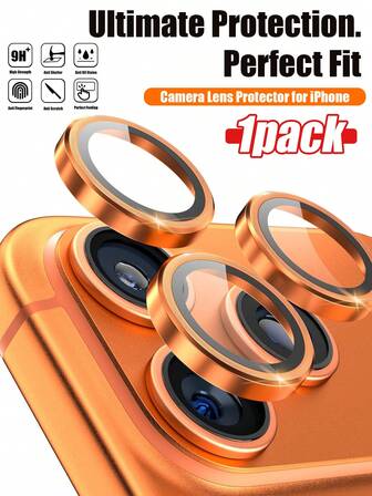 1 Set, Anti-Scratch Ultra-Clear Tempered Glass Camera Lens Protector - Compatible With IPhone 17/17 Pro/17 Pro Max/15 Pro Max/15 Pro/14 Pro - Perfect Fit, Scratch-Resistant, Orange