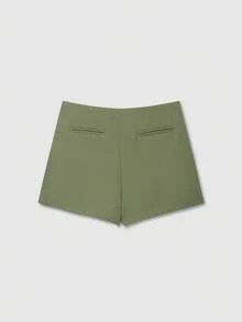 Women's Fashion Casual Solid Asymmtrical Wrap Shorts Skirts, Minimalist And Fashionable Skirt Pants Summer - Moss Green - View 2