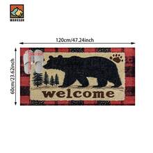 1 pieza/2 piezas Felpudo antideslizante para baño con diseño de oso de bienvenida, árboles de pino y cuadros, de material de felpa de cachemira sintética, decoración esponjosa adecuada para baños, entradas, cocinas y decoraciones festivas, lavable a máquina, idea de regalo - Multicolor - Ver 16