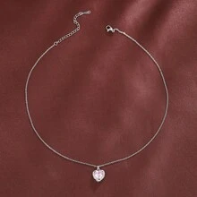 1件装时尚心形吊坠设计立方氧化锆镶嵌女士项链 - 彩色 - 查看 4